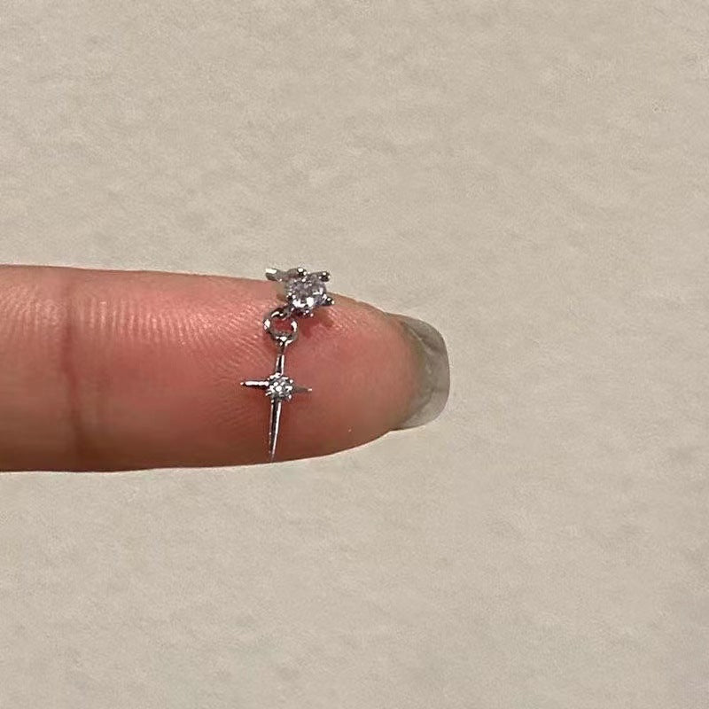 Wholesale zircon shiny full diamond wing cross screw ear bone earrings