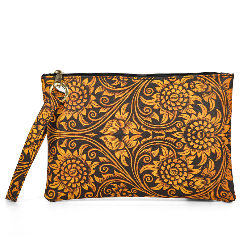 Wholesale Western Style Aztec Leopard Sunflower Clutch Cosmetic Bag Handbag ACC-HB-ChunYan001