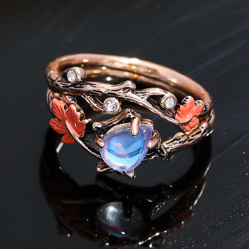 Wholesale Retro Golden Branches Maple Leaf Ring