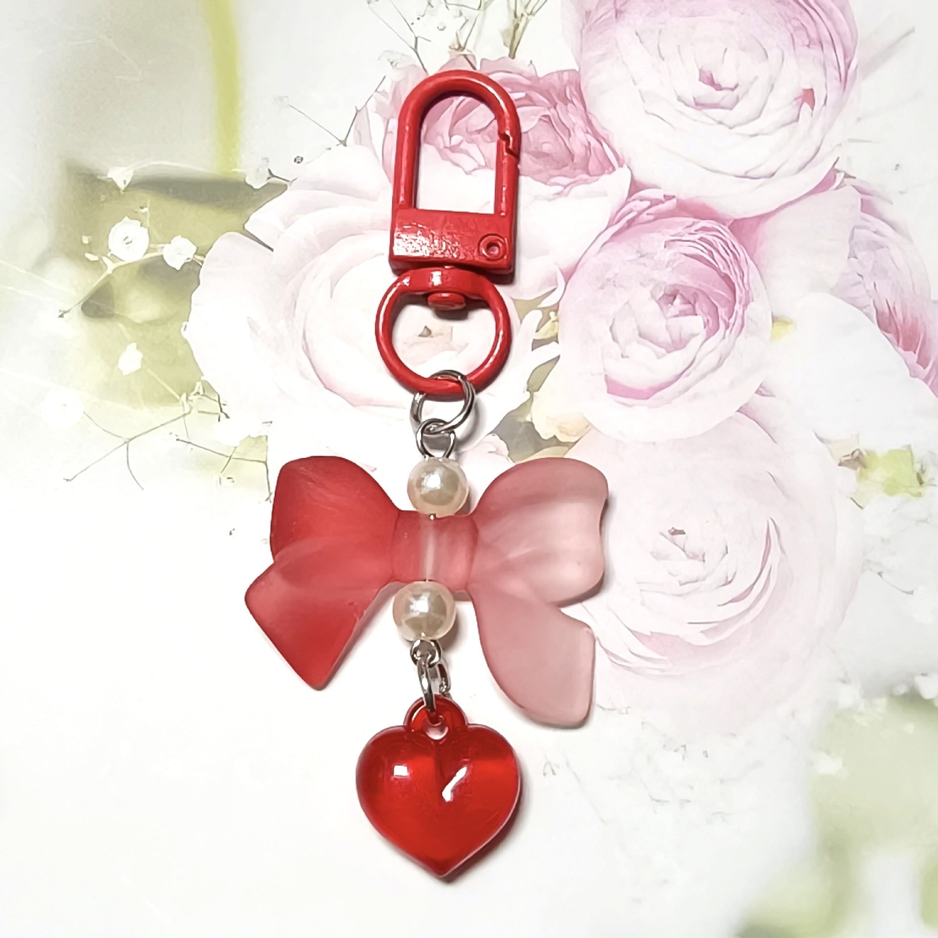 Wholesale Bow Pearl Heart Pendant in Candy Color