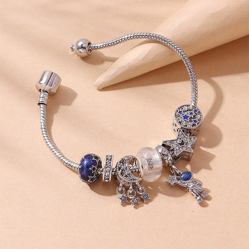 Wholesale Heart Shaped Rhinestone Stainless Steel Copper Alloy Beaded Bracelet ACC-BT-JingSY001