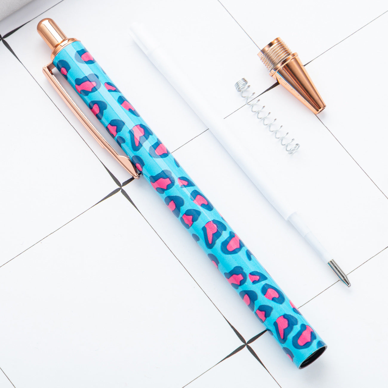 Wholesale Back to School floral film pen multi-color cartoon cute leopard ballpoint pen