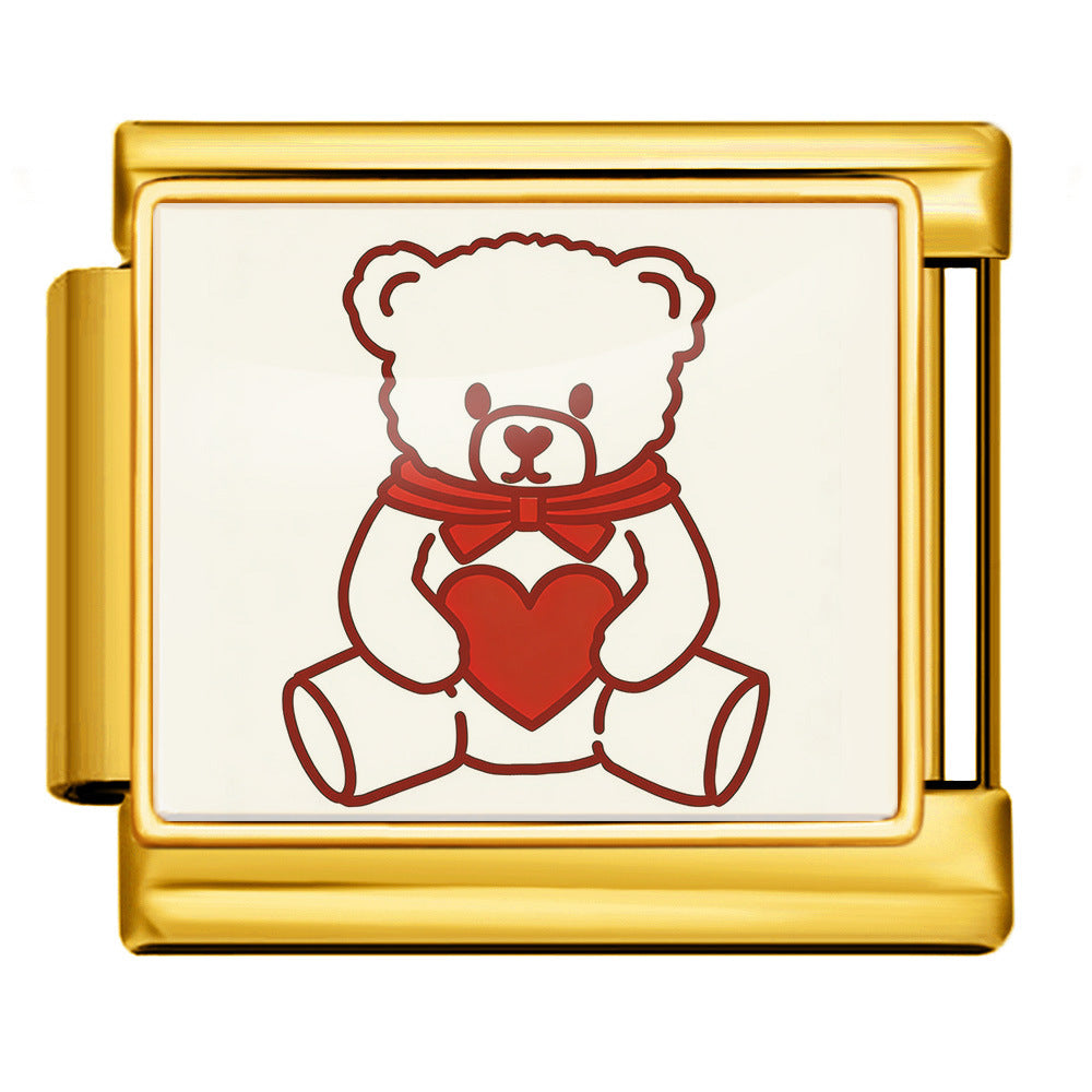 Wholesale 9mm Italian Charm Starter Bracelets DIY Valentine' s Day Heart-Shaped Stainless Steel Composable Bracelet