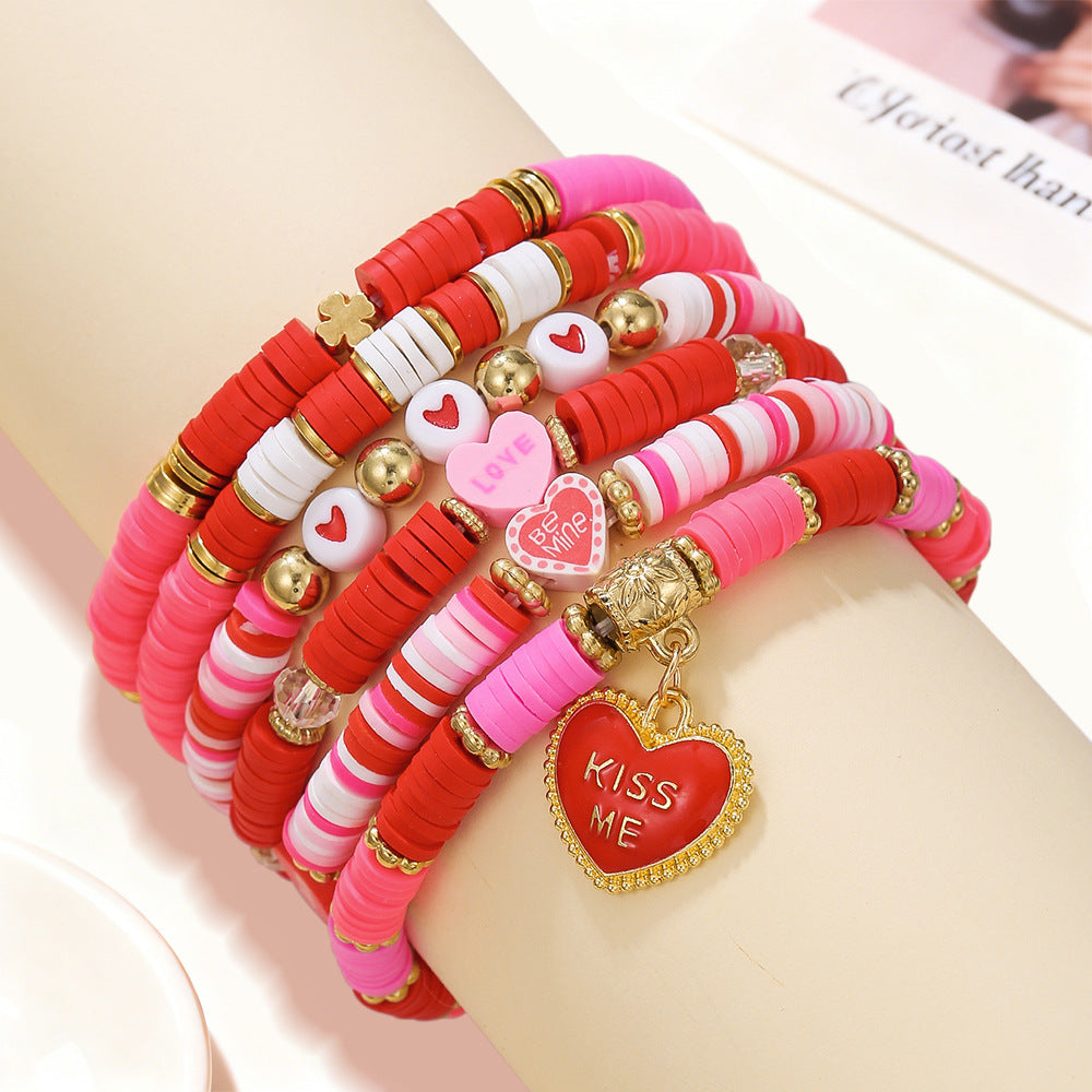 Wholesale Valentine' s Day Love Bouquet Lip Pendant Bracelet