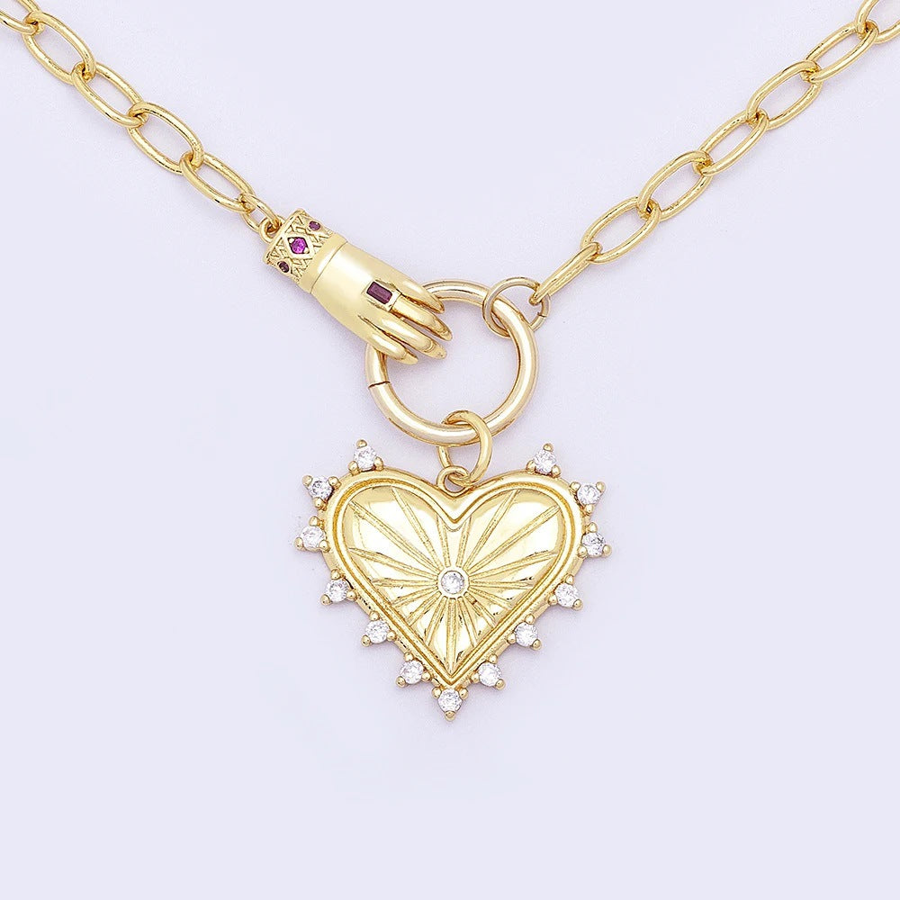 Wholesale  Love Diamond Hand Pendant Light Luxury  Necklace