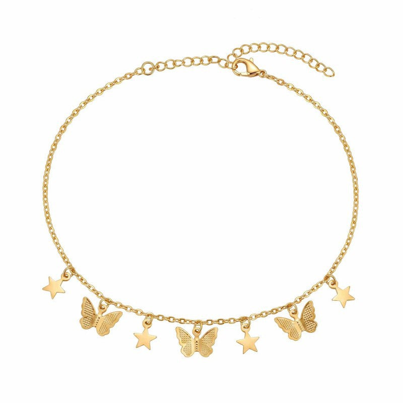 Wholesale Alloy Plated Butterfly Star Tassel Necklace Trendy Layering Jewelry Fashion Gift For Women Boutique Resale