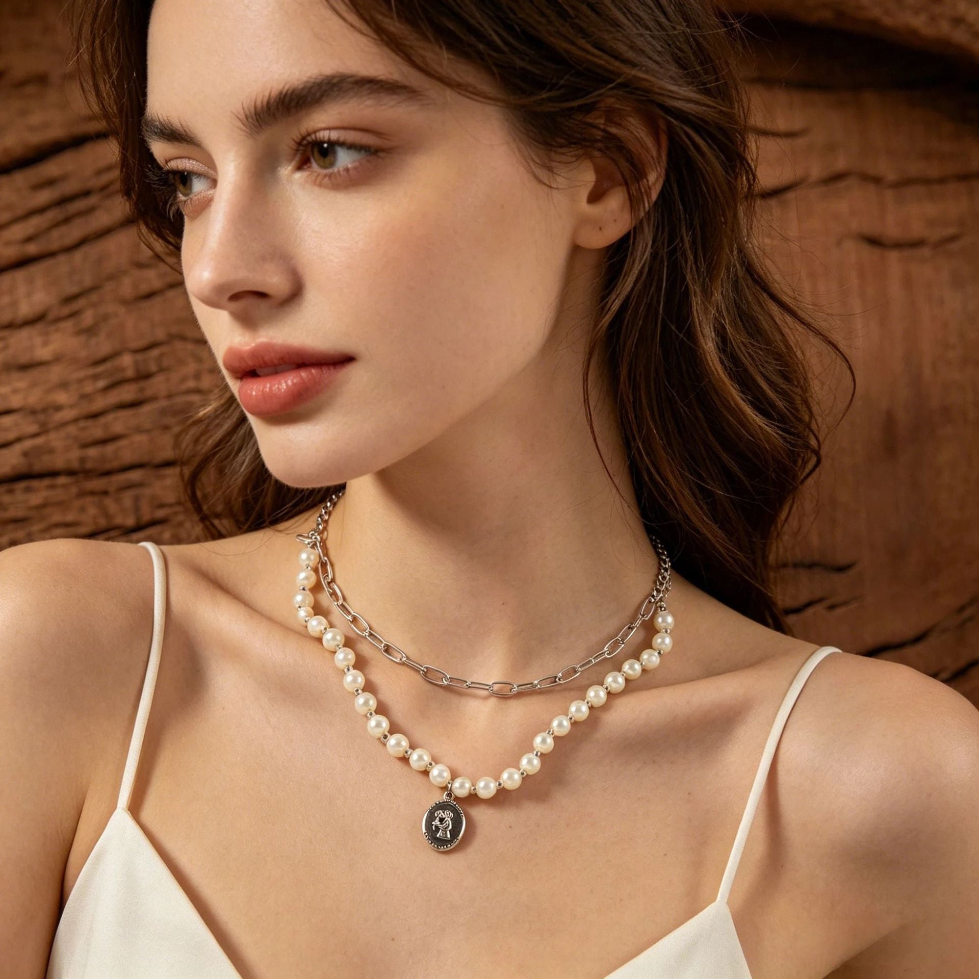 Wholesale Medieval Style  Pearl Double Layer Necklace with Pumpkin Ghost Pendant,  Fashion Accessory for Resale