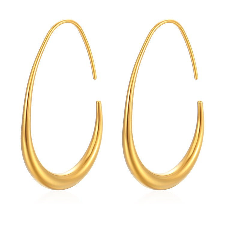 Wholesale European Style Egg-Shaped Electroplated Stainless Steel Earrings Fashion Accessory