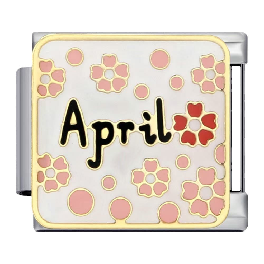 Wholesale Italian Charm Bracelet 9mm DIY Splicing Month Series Stainless Steel Composable Bracelet