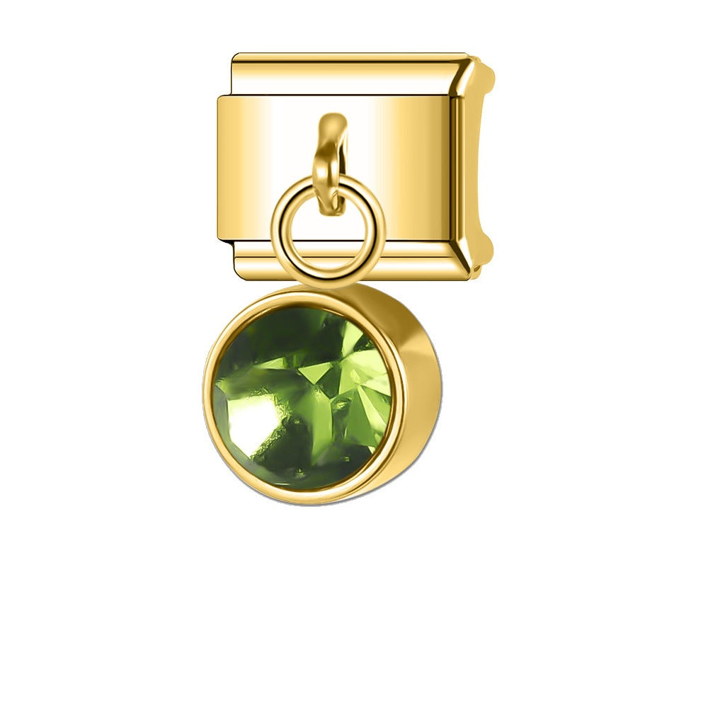 Wholesale Italian Charm Bracelet 9mm DIY Splicing Gemstone Pendants Stainless Steel Composable Bracelet