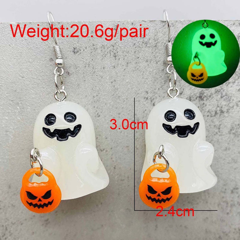 Wholesale  3D Glow Ghost Pumpkin Candy Earrings Fashion Accessory Gift