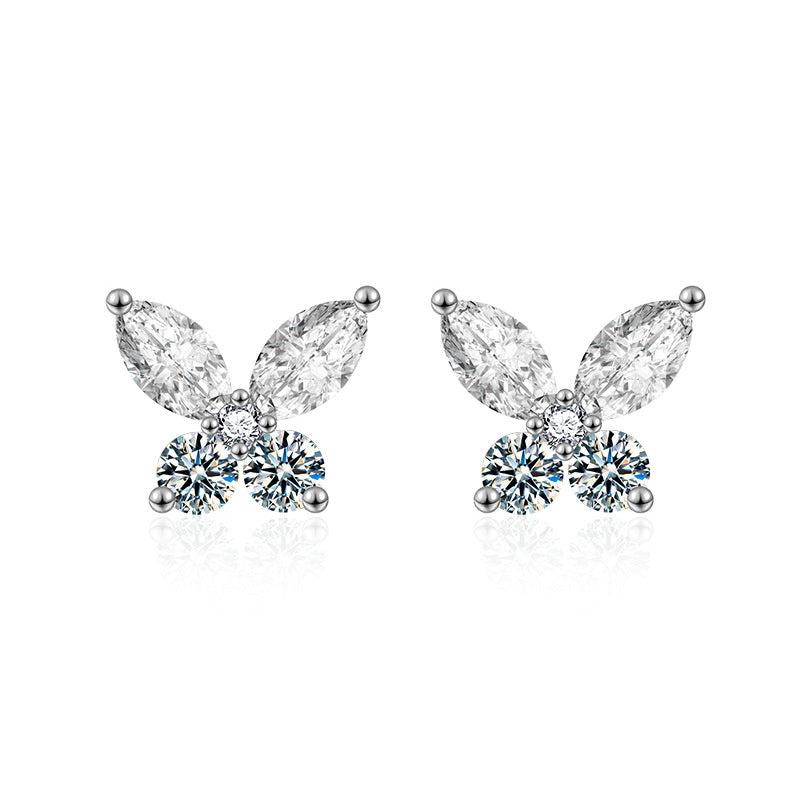 Wholesale Moissanite S925 Sterling Silver Butterfly Earrings