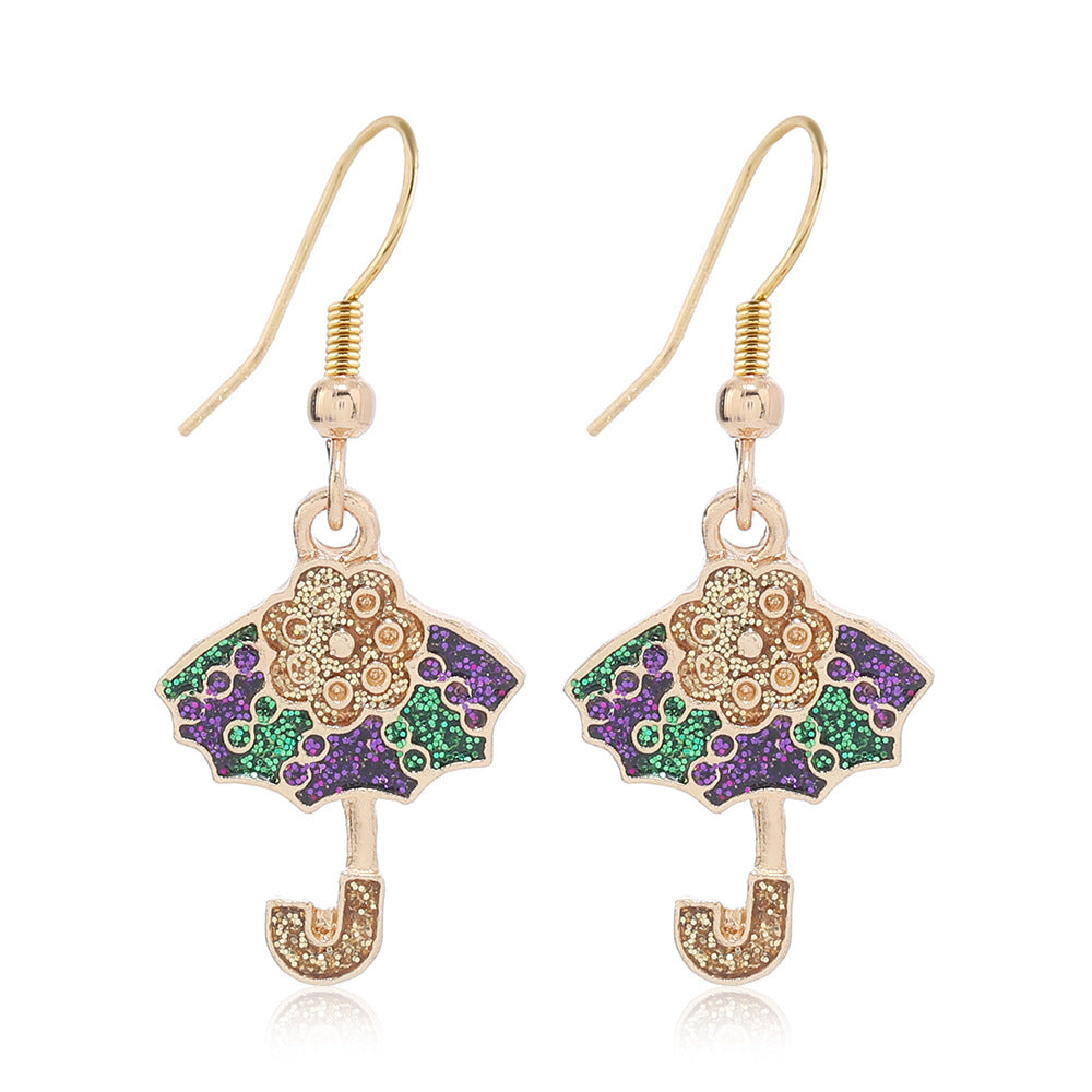 Wholesale Carnival Earrings Glittering Iris Mask Umbrella Dangles