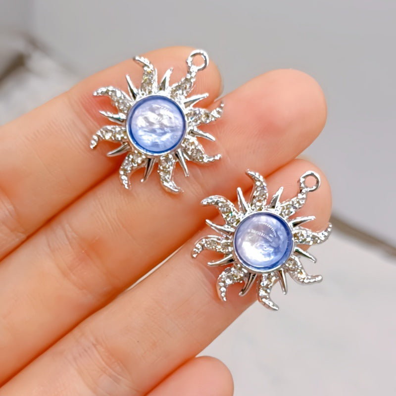Wholesale Baroque Water Transparent Color Series Gemstone Sunflower Alloy Accessories DIY Jewelry Earrings Bracelet Fan Accessories