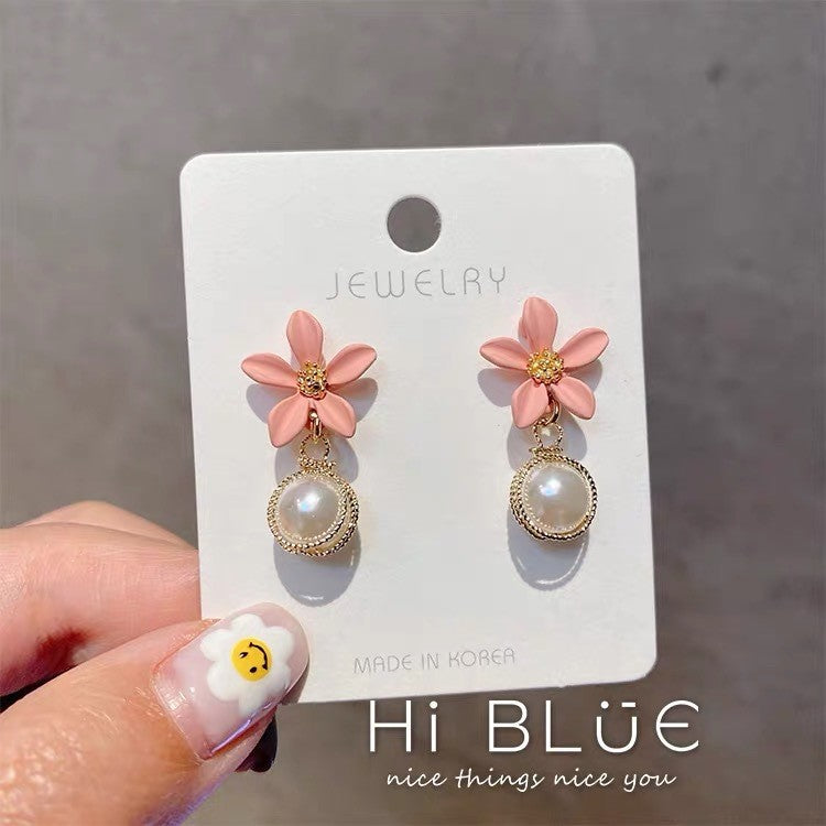Wholesale Blue resin flower earrings