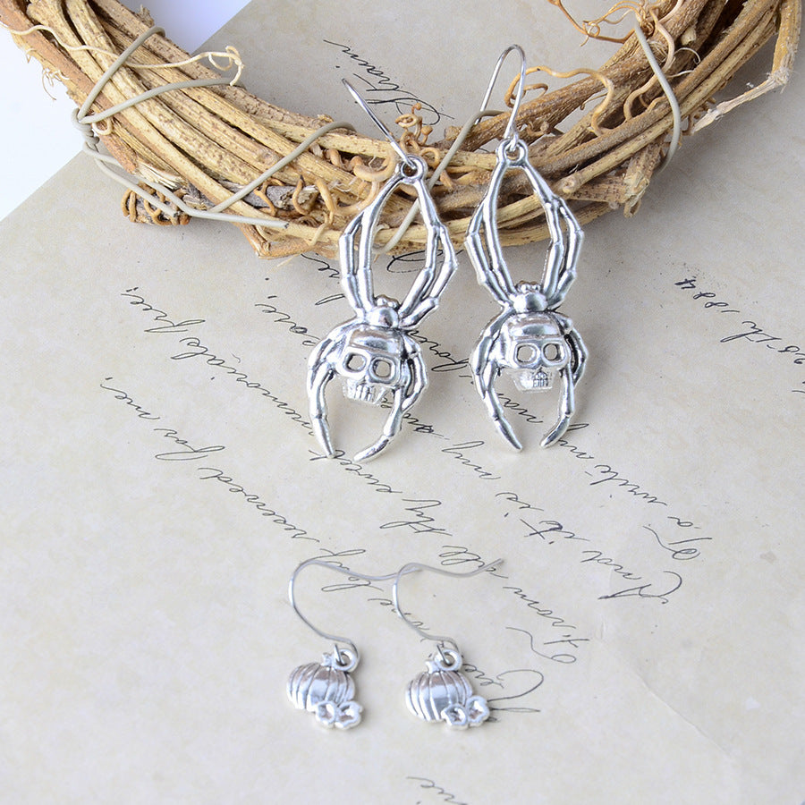 Wholesale Vintage  Skull  Witch Broom Pendant Earrings Zinc Alloy Jewelry Accessory For Party Wear