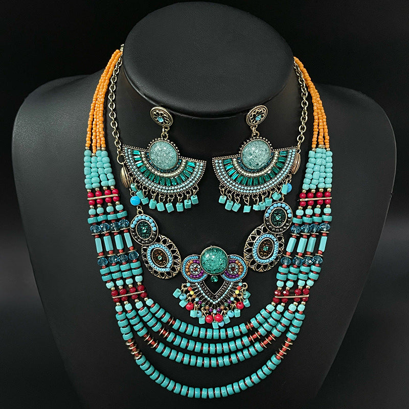 Wholesale Ethnic Bohemian Rice Beads Necklaces Earrings Jewelry Set ACC-NE-Jicai002