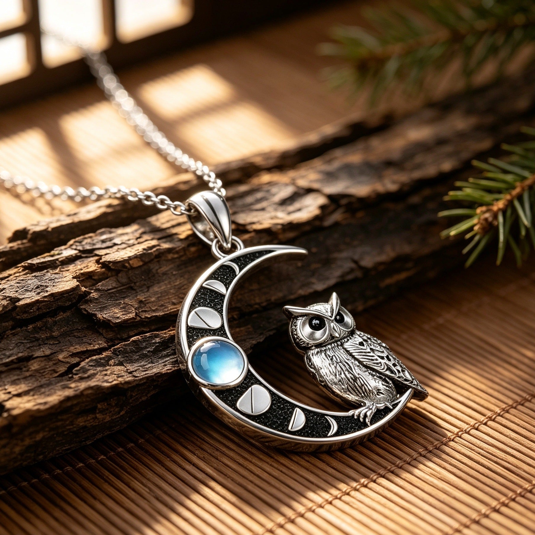 Wholesale Alloy Electroplated Retro Owl Moon Pendant Necklace Crescent Moon Animal Choker Chic Fashion Jewelry Accessory