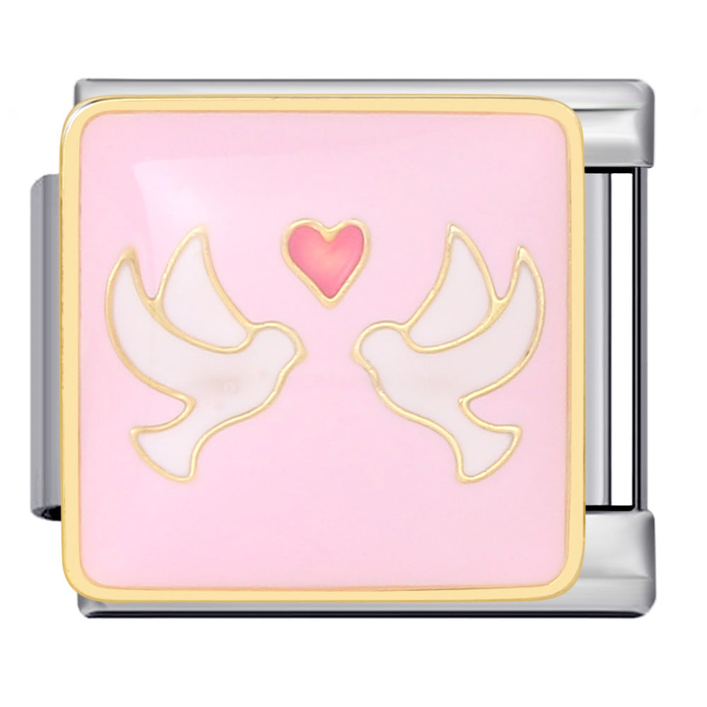 Wholesale Italian Charm Bracelet 9mm DIY Splicing Removable Oil Drop Cartoon Series Stainless Steel Composable Bracelet