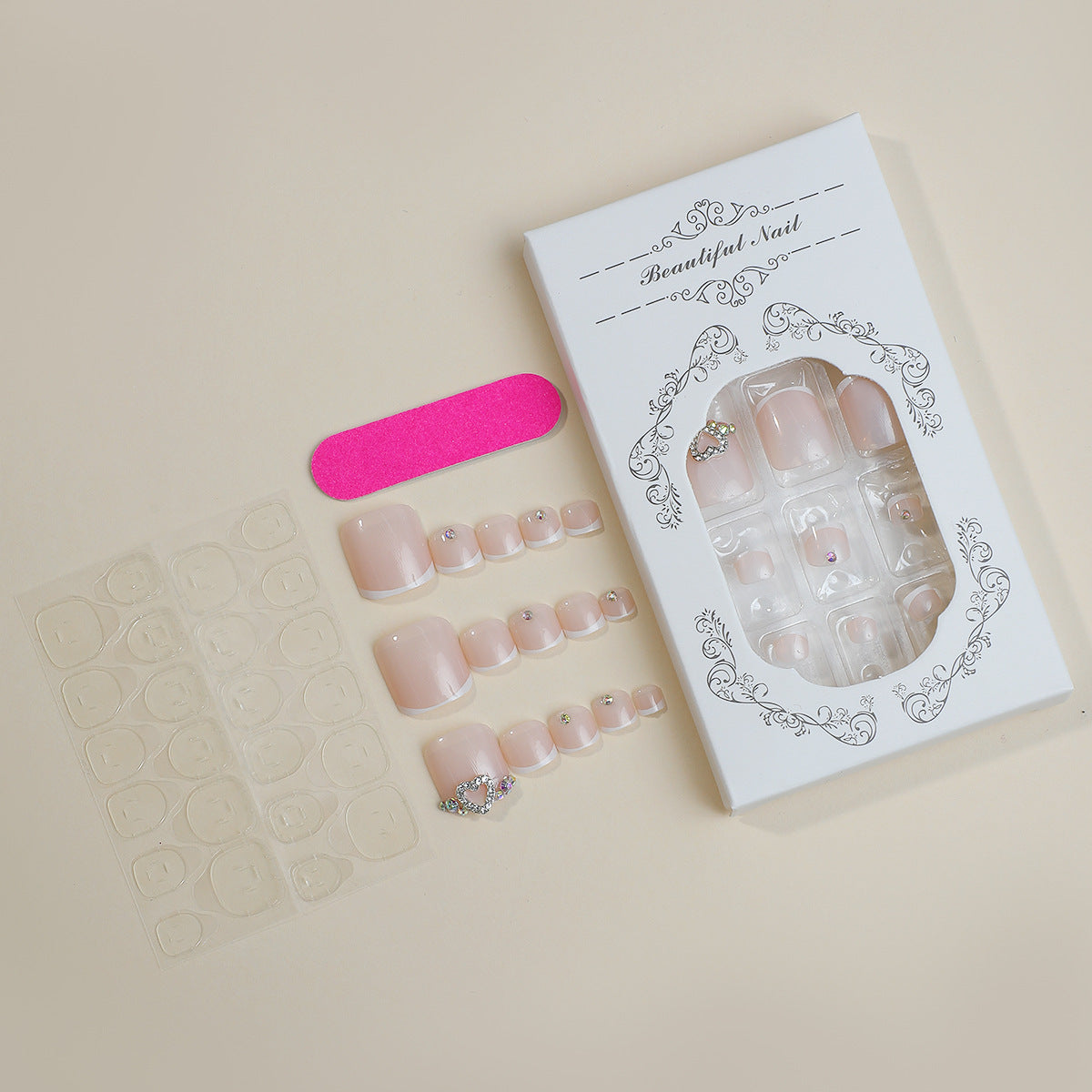 Wholesale 24pcs/box Glitter Nail Stickers Dot Diamond Wearable Nails Press-on Nail Set ACC-NS-HaoYi028