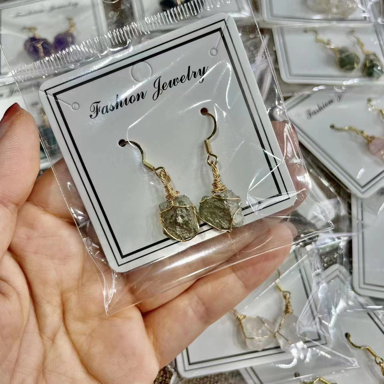 Wholesale Natural Crystal Irregular Rough Stone Handmade 18K Gold Wire Wound Citrine Earrings ACC-ES-XiuK001