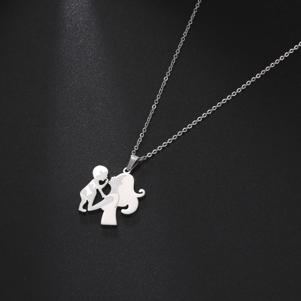 Wholesale Mother's Day MAMA Son Stainless Steel Necklace ACC-NE-QiJu002
