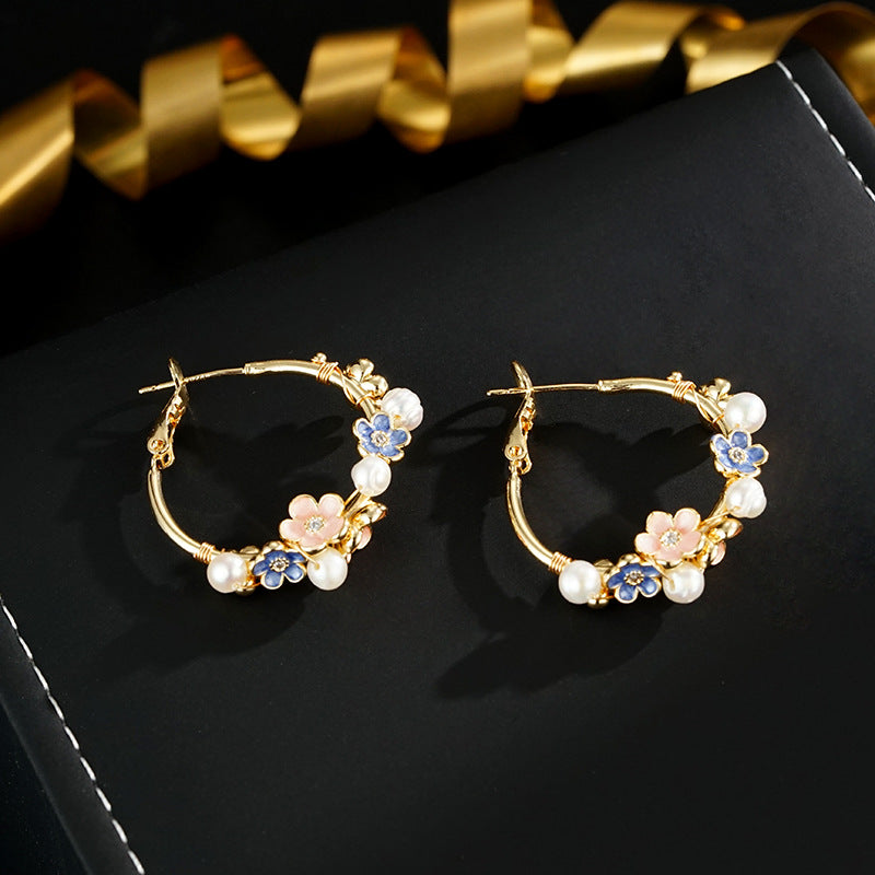 Wholesale Fashion Flower Pearl Earrings