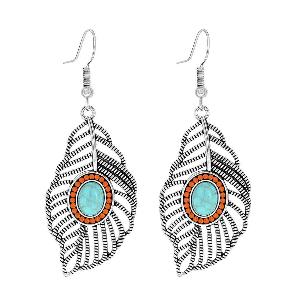 Wholesale Ethnic Style Geometric Acrylic Turquoise Earrings for Women Fashion Jewelry