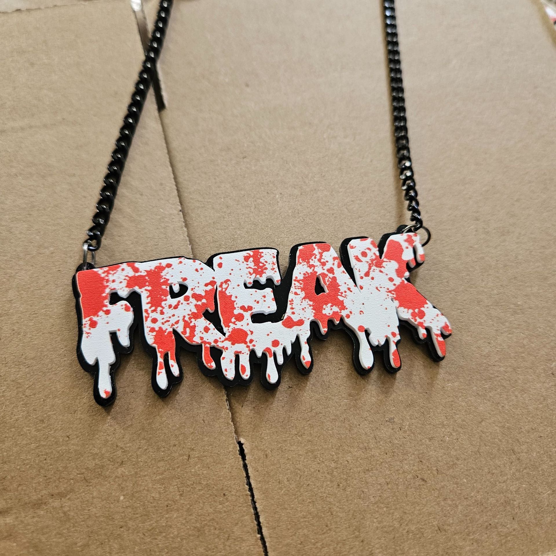 Wholesale Blood Drip Horror Acrylic Pendant Necklace Killer Letter Jewelry For Party Gift Accessory
