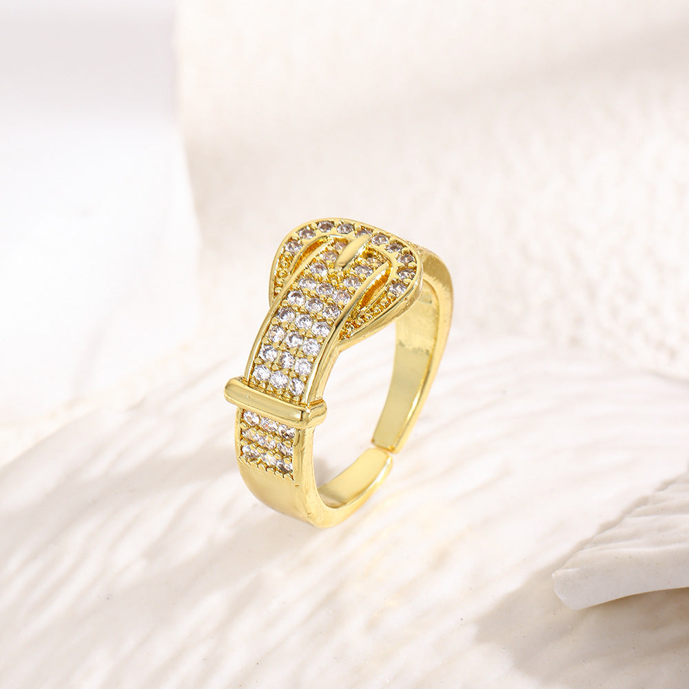 Wholesale 18k copper plated belt buckle with adjustable ring