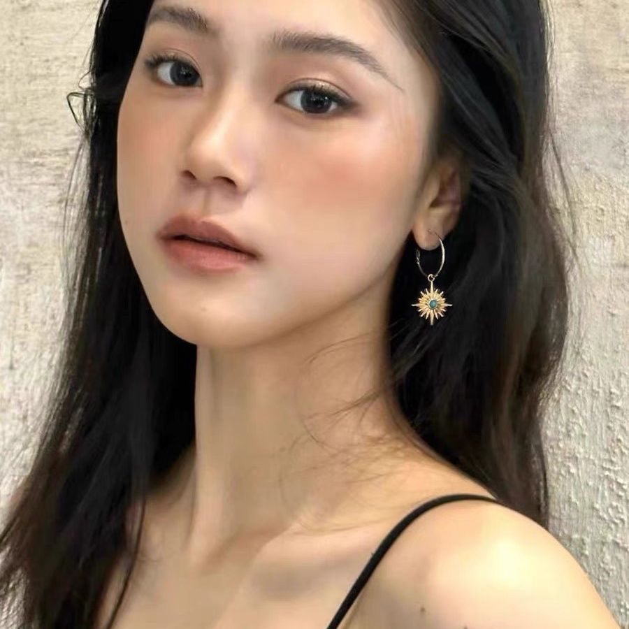 Wholesale Bohemian Sunflower Blue Turquoise Earrings