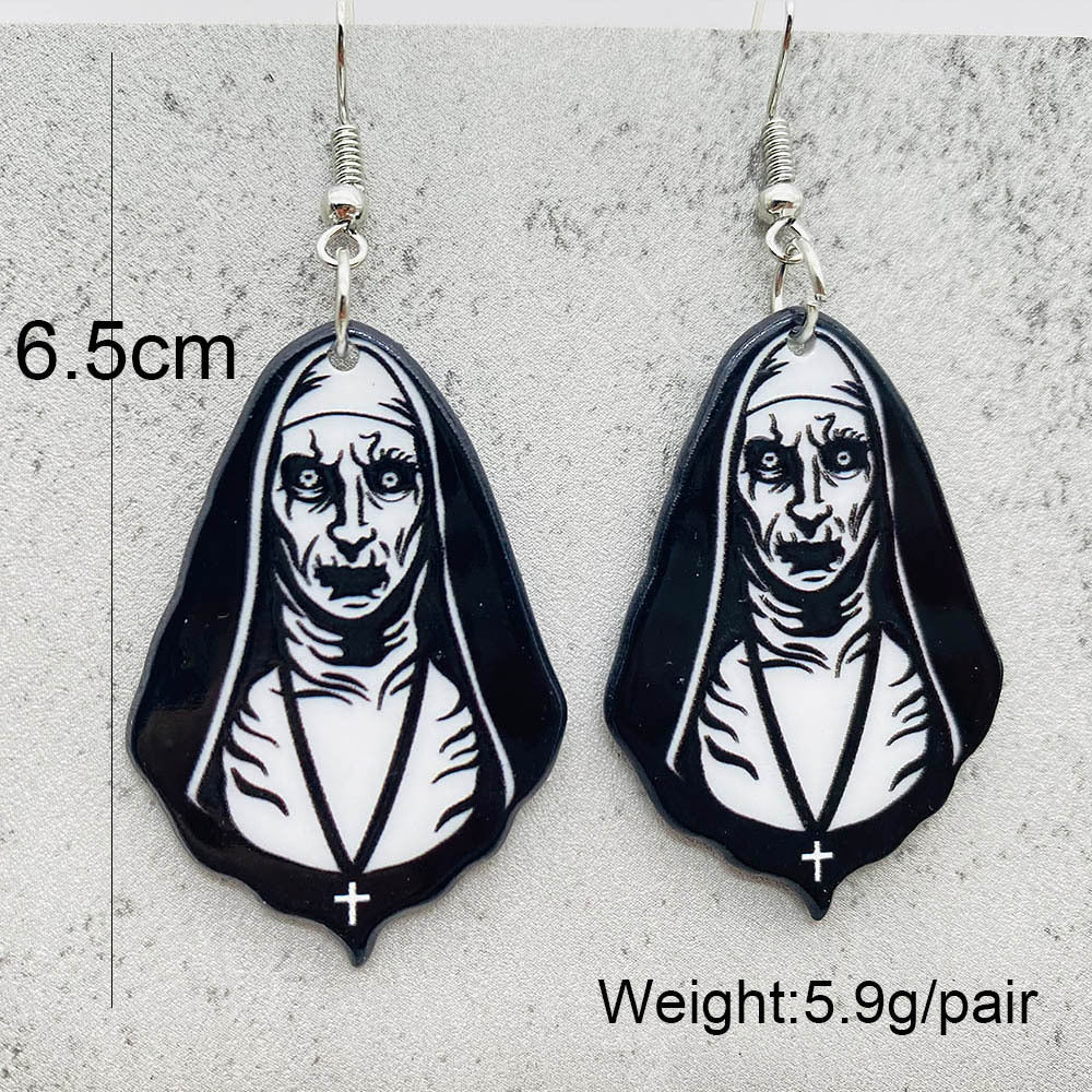 Wholesale Halloween Horror Skull Acrylic Earrings ACC-ES-PuCi001