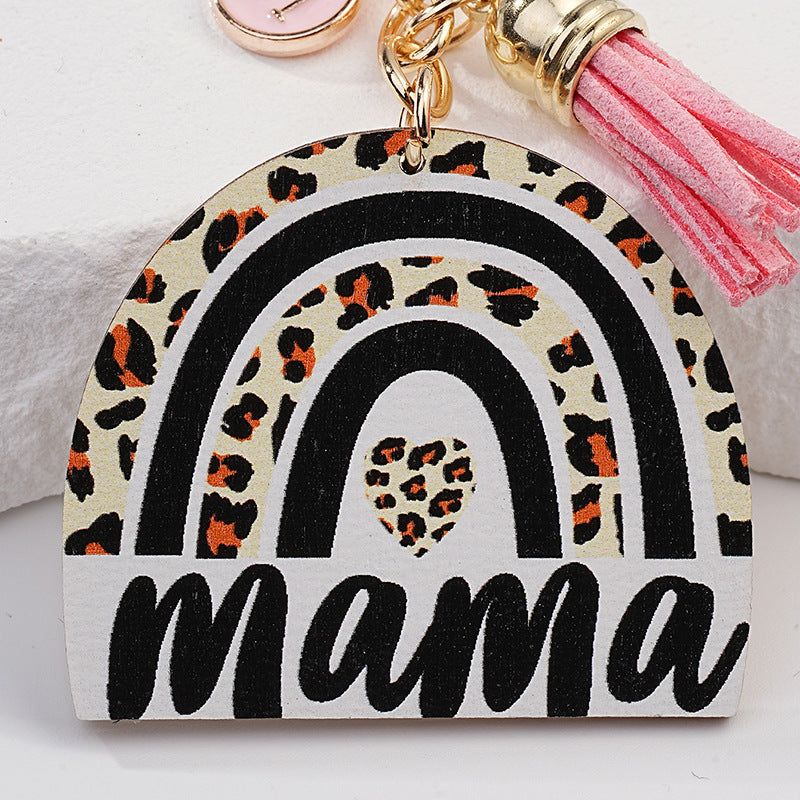 Wholesale Mother's Day Gift Rainbow Keychain Pendant New Leopard Print Arched Car Bag Keychain Pendant ACC-KC-HuiWen001