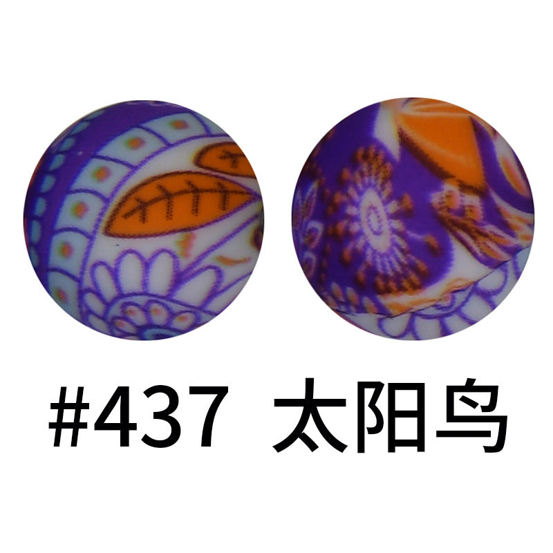 Wholesale 50pcs 15mm Western Style Leopard Skull Color Aztec Printed Silicone Balls Beads ACC-BDS-HeSheng002