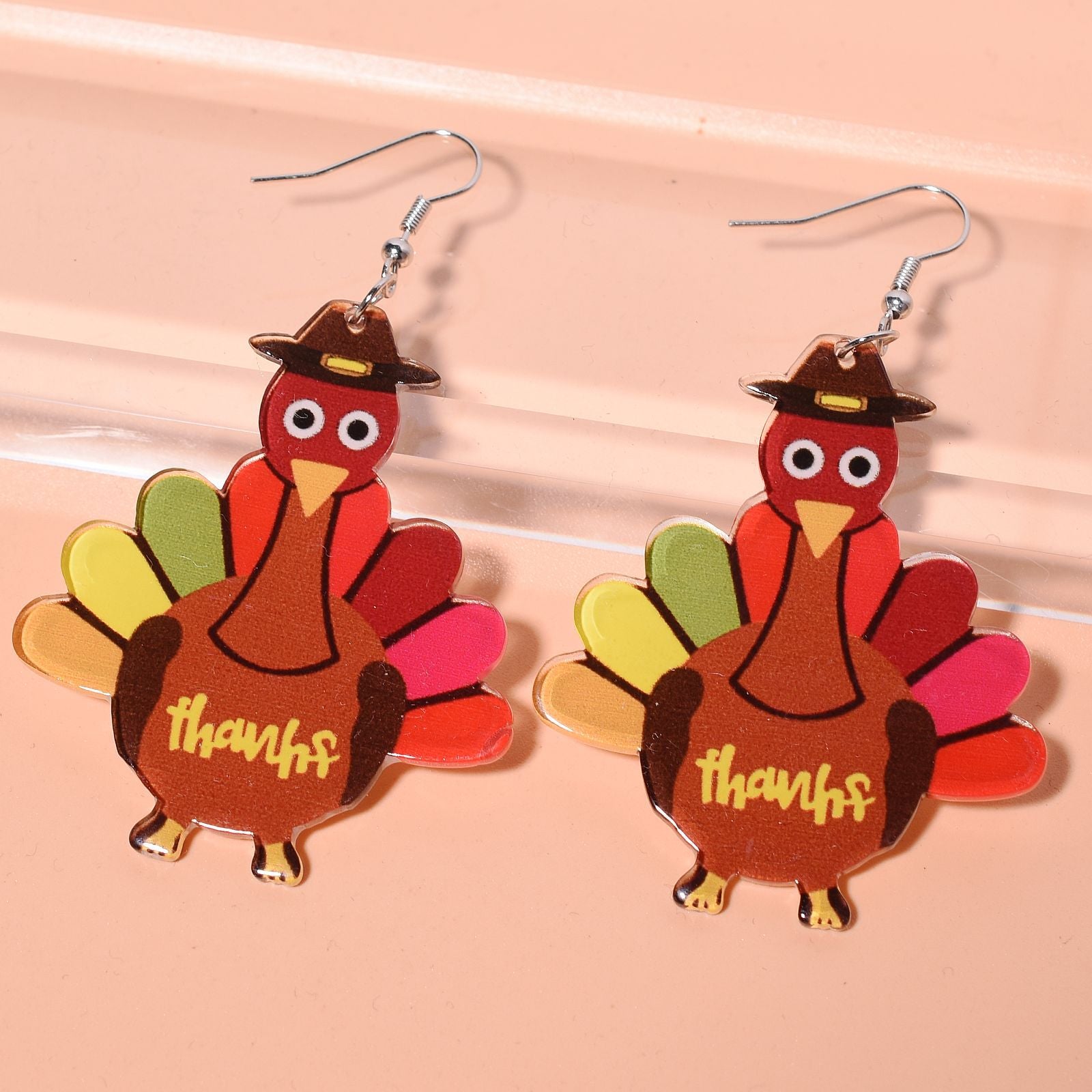 Wholesale Thanksgiving Cartoon Turkey Acrylic Earrings ACC-ES-Xunt004