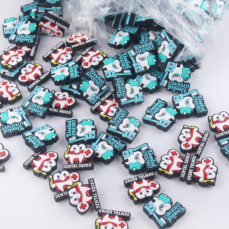 Wholesale 10pcs Cartoon Dental Silicone Beads Focal Beads DIY Beadable Pen Accessories ACC-BDS-GuangTian028