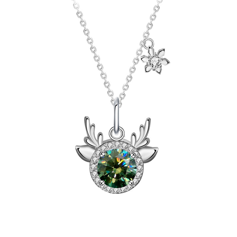 Wholesale Moissanite 925 Silver Deer Antler Necklace