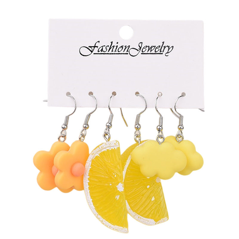 Wholesale Cartoon Butterfly Frog Strawberry Yellow Duck Acrylic Earrings Set