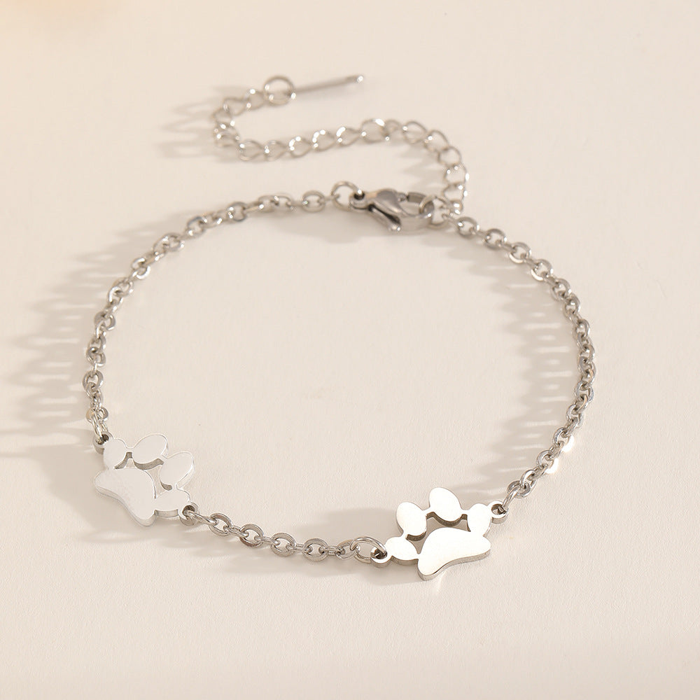 Wholesale Stainless steel pet paw print bracelet