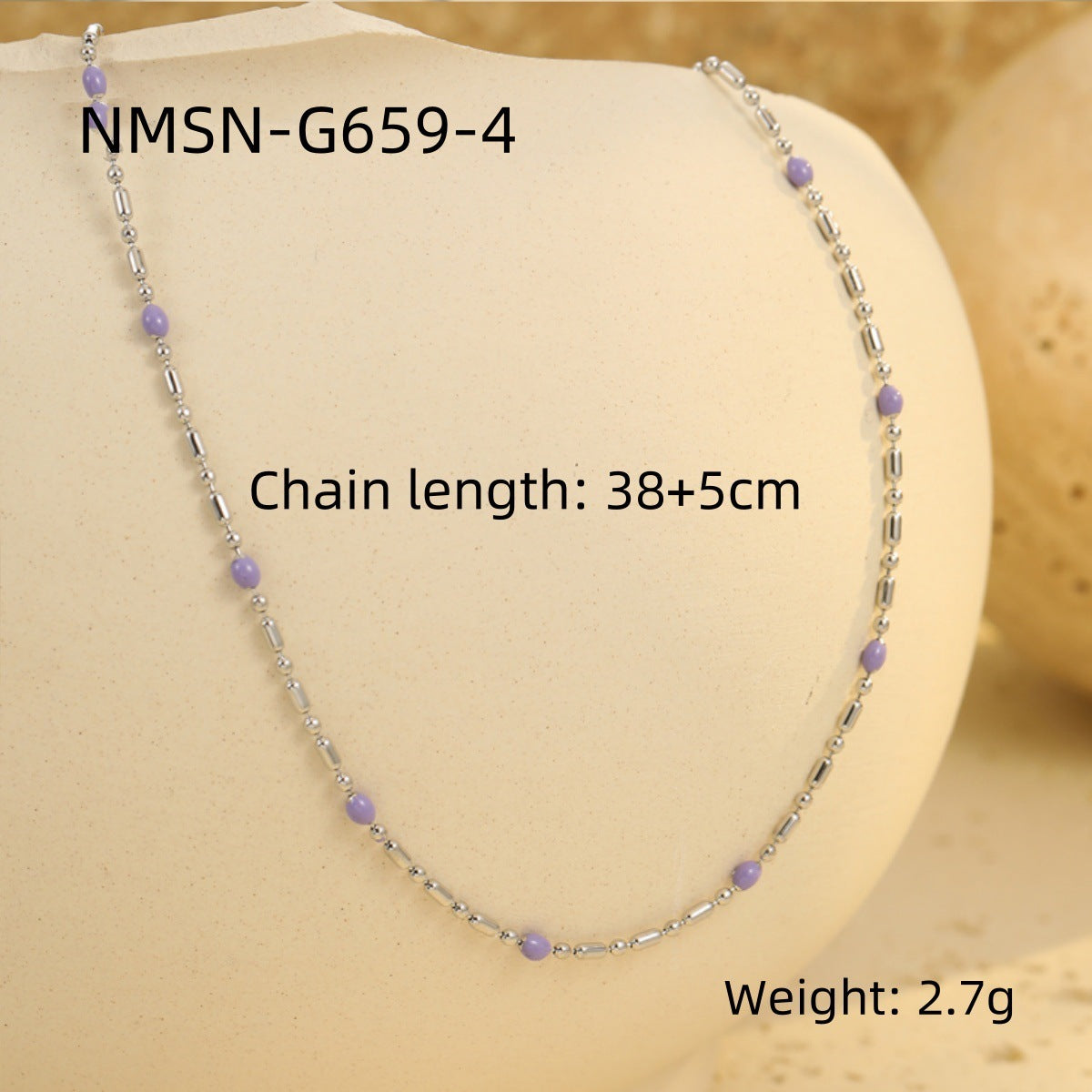 Wholesale stainless steel drop rice beads necklace