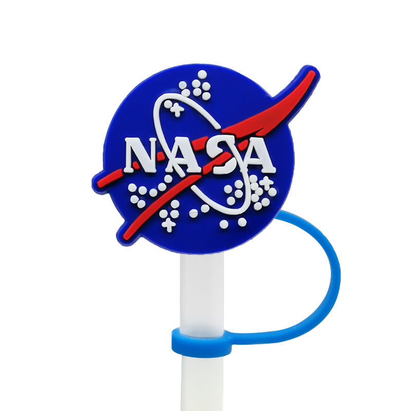 Wholesale 10PCS 7-8mm Space Transportation Vehicles with Silicone Straw Tube Cap Straw Decorations