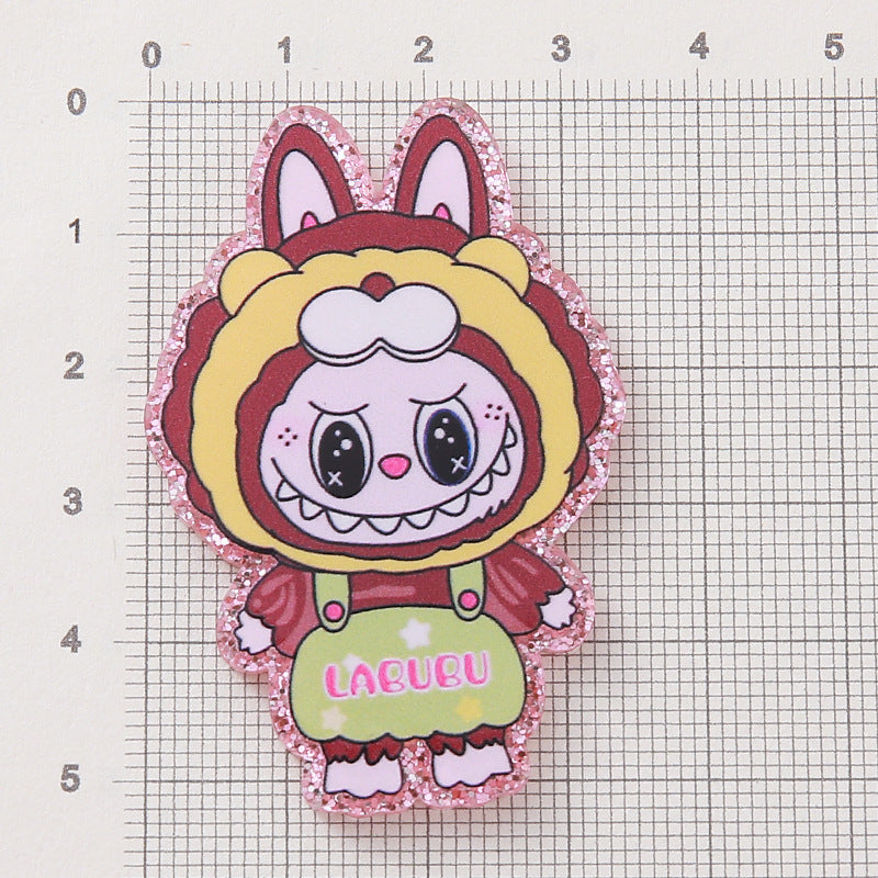 Wholesale 10pcs DIY Flatback Cartoon Acrylic Flatback Badge Reels Retractable Keychain DIY Accessories