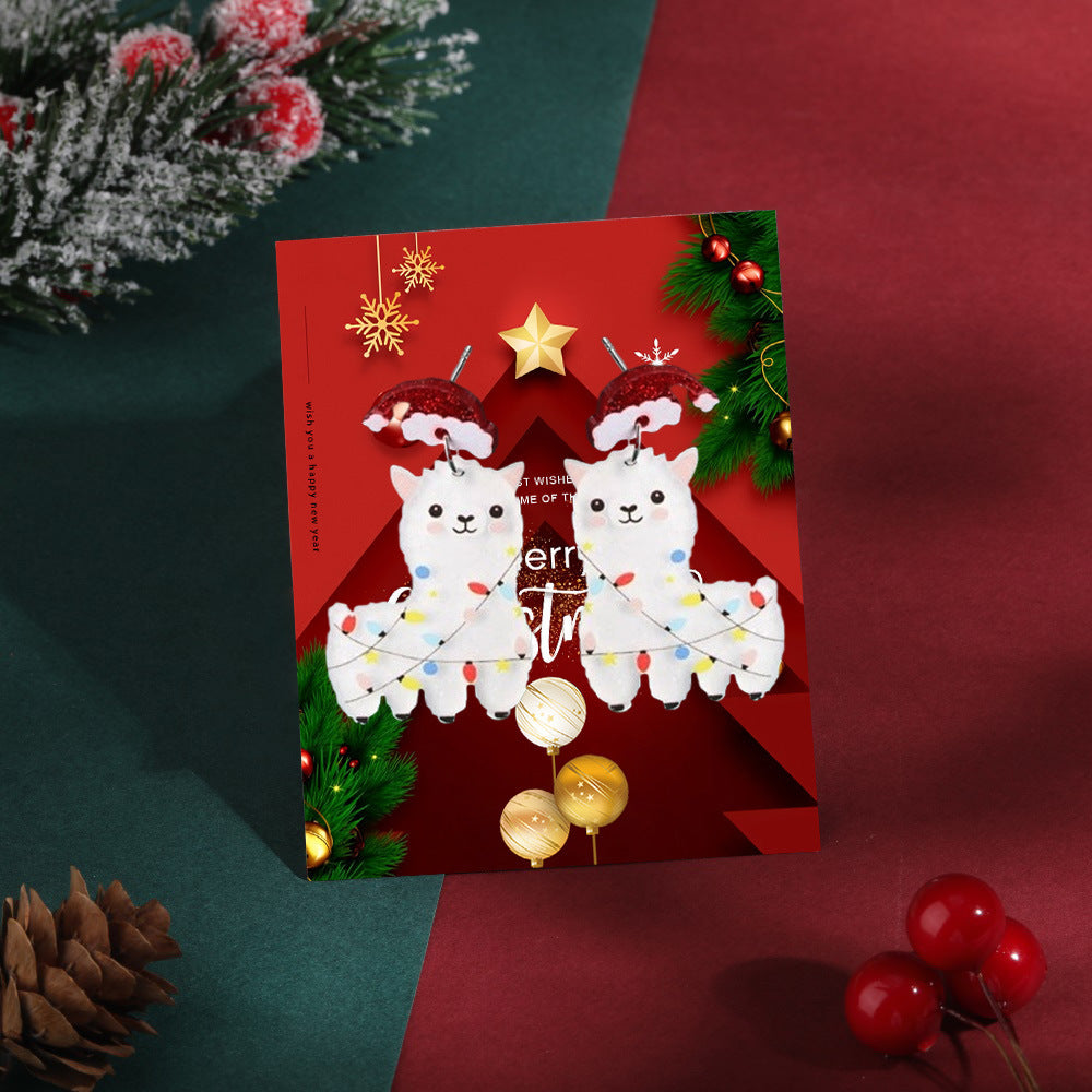 Wholesale acrylic earrings  personality Christmas Santa Claus earrings