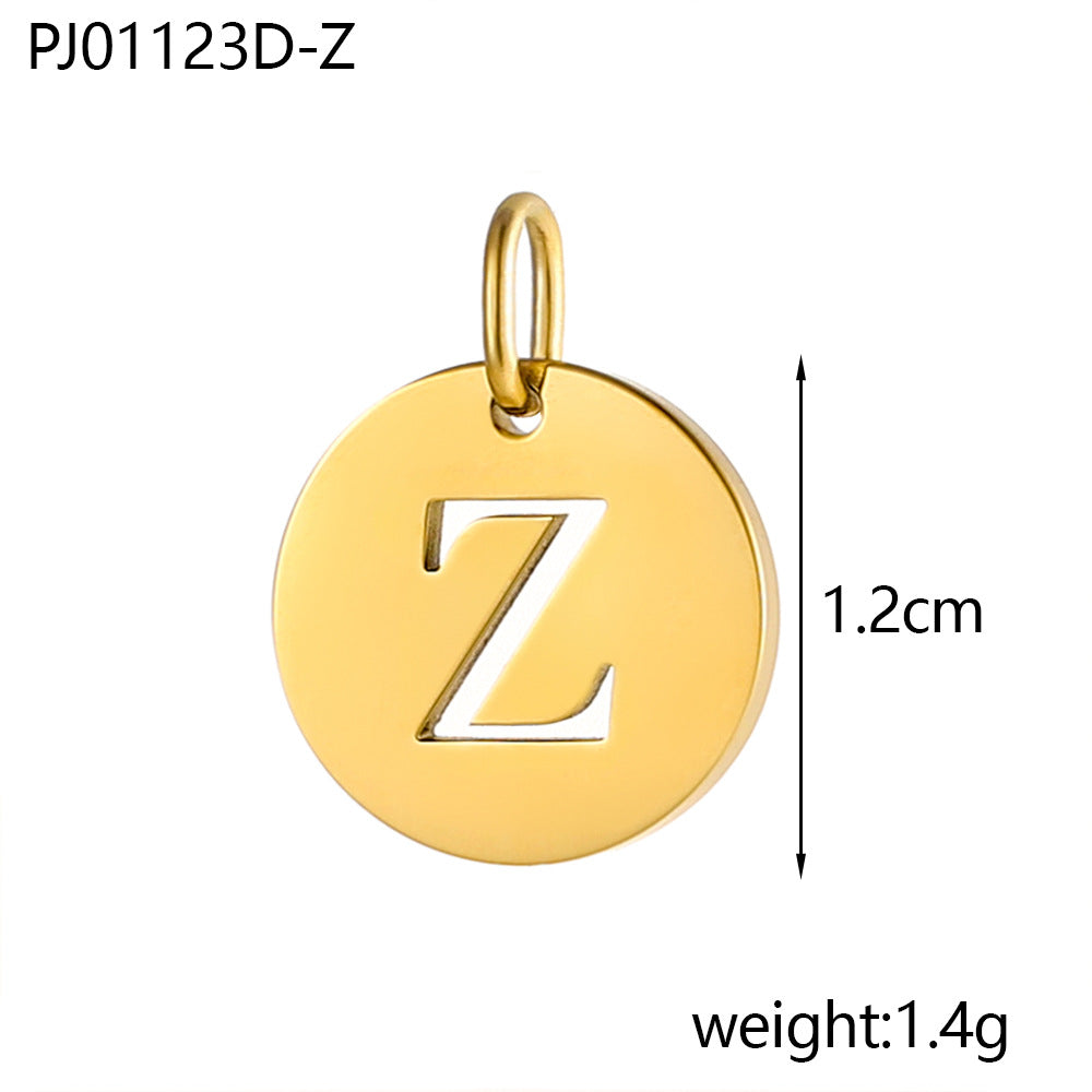 Wholesale Stainless steel round brand 26 letter hollow DIY pendant