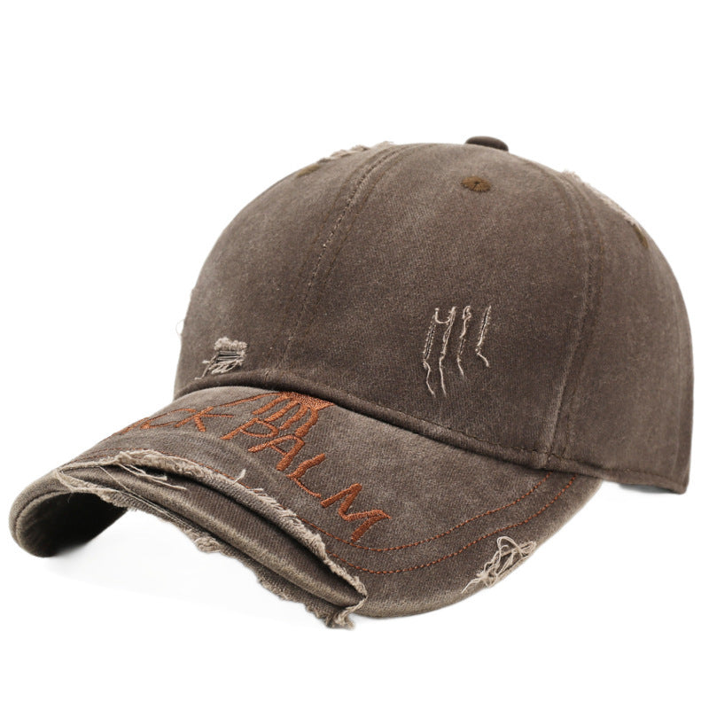 Wholesale Chic Retro Embroidery Letter Distressed Baseball Cap Washed Cotton Denim Gradient Adjustable Unisex Sun Hat