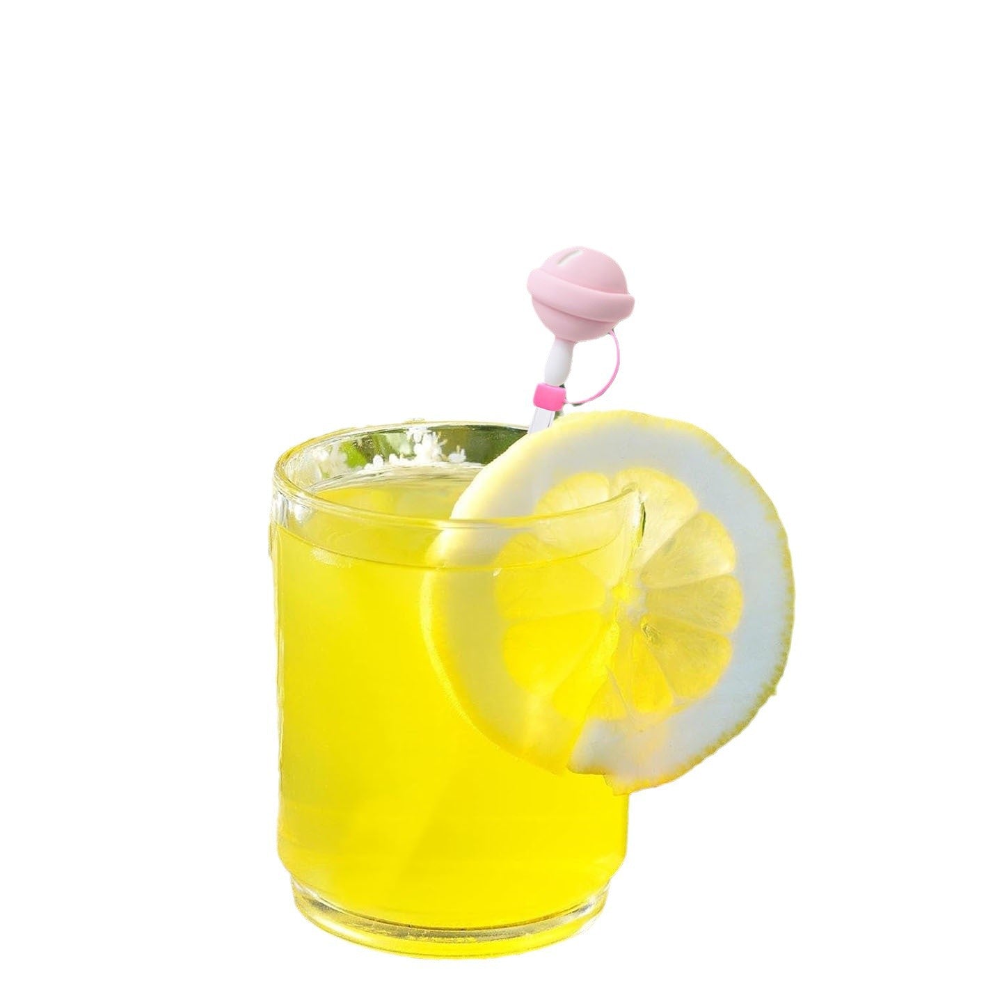 Wholesale 10mm Pink and White Hot Dog Lollipop PVC Soft Straw Tube Cap