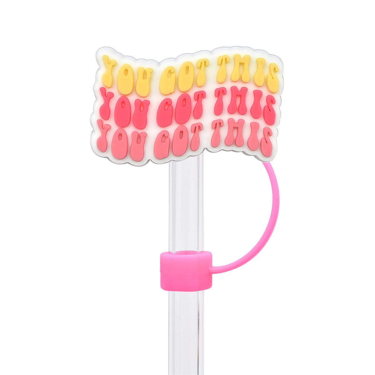 Wholesale Random 100pcs 10mm Straw Tube Cap Rainbow Smiling Face Phrase PVC Soft Rubber Straw Stoppers ACC-SCR-RYY014