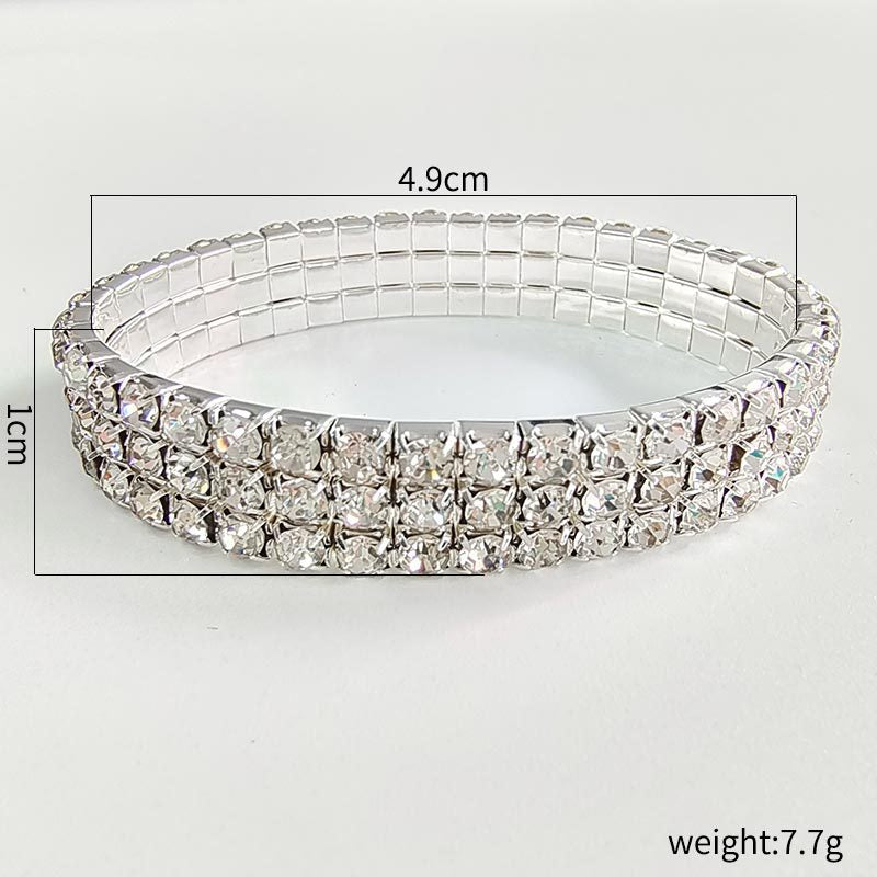 Wholesale Simple Bracelet with 8 Rows of Diamonds and Shiny Bracelets Necklace Set ACC-BT-ChenRui001