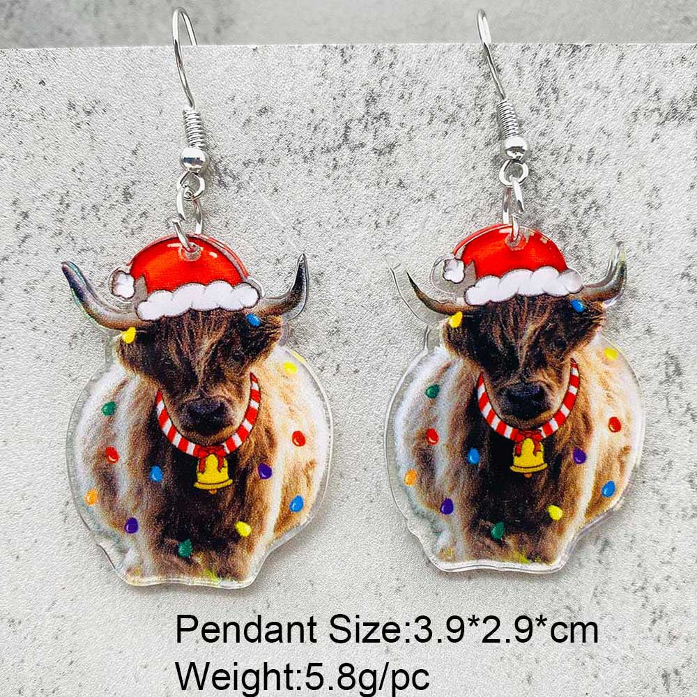 Wholesale Christmas Acrylic Lights Santa Hat Cat Earrings ACC-ES-ChenY090