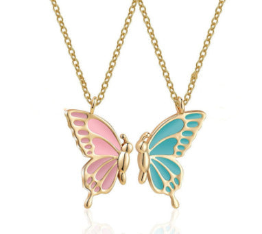 Wholesale  Oil Dripping Butterfly Necklace